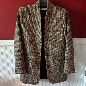 Mango Wool Blend Houndstooth Blazer Coat